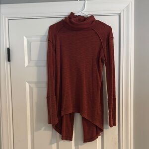 Free People Rust High-Low Turtleneck Sweater